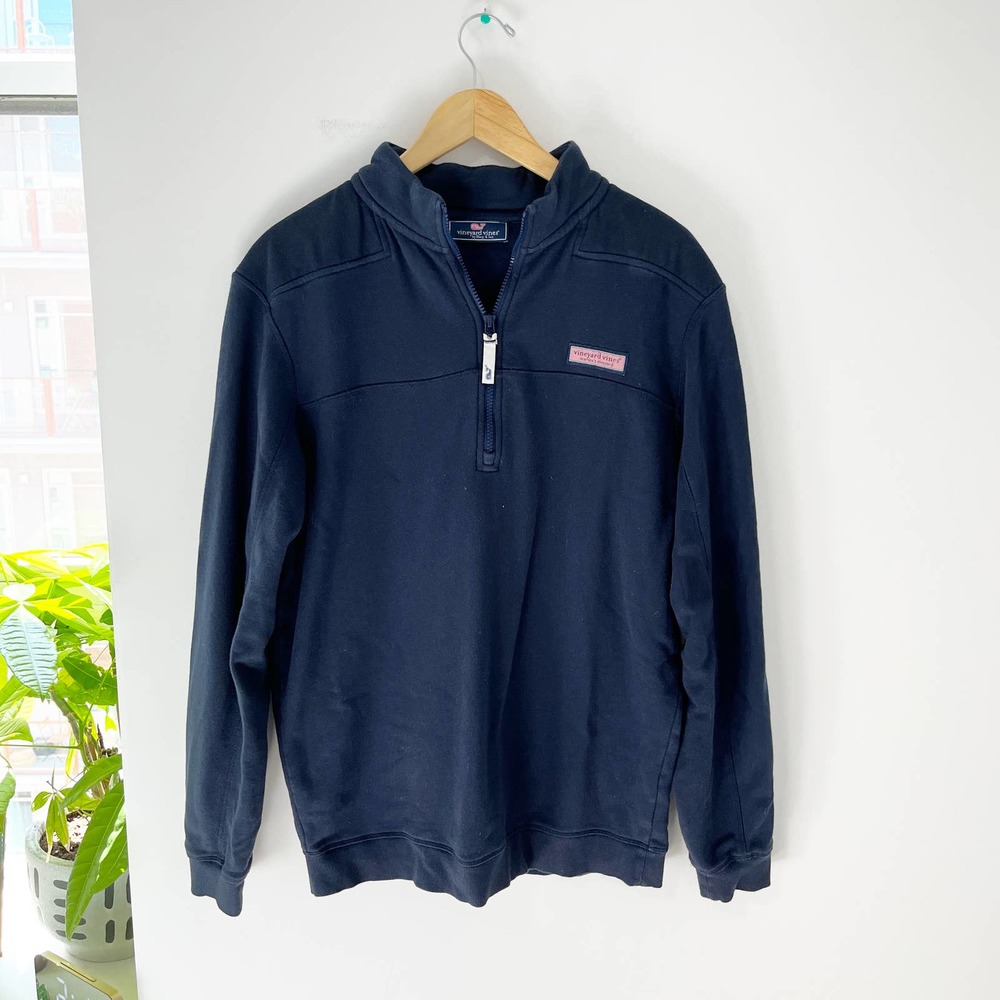 Vineyard Vines Men's Dark Blue Quarter Zip Pullover Sweatshirt Size Large